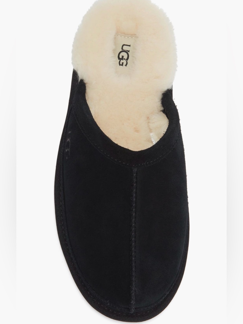 UGG Scuff Black Suede Shearling-Lined Slip on